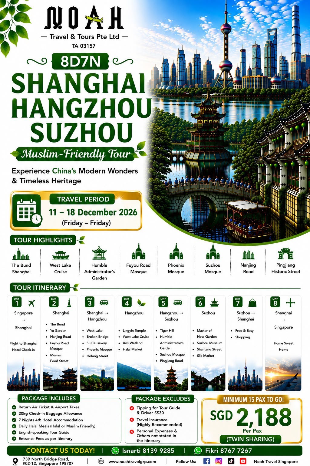 8D7N Shanghai Hangzhou Suzhou Muslim-Friendly Tour