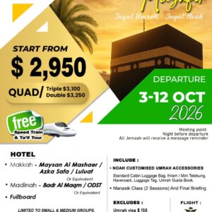 Umrah Musafir October 2026 (10 Days Premium Experience)