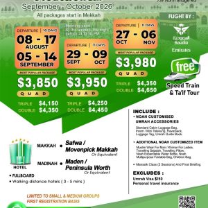 Umrah Packages (September - October 2026)